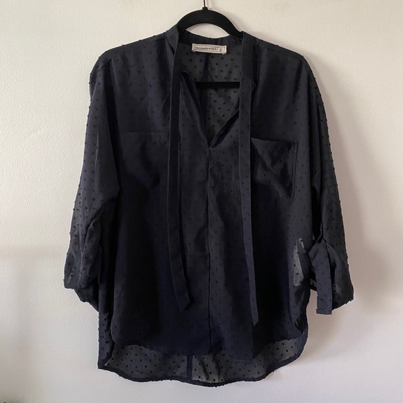 Abercrombie Sheer Neck Tie Blouse size S - Picture 1 of 3